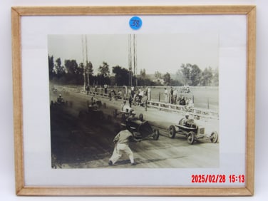 Framed Vintage Midget Car Racing Photograph