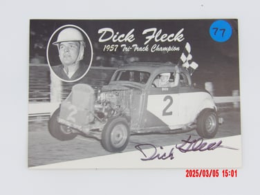 Autographed Vintage Racing Postcard – Dick Fleck (1957 Tri-Track Champion)