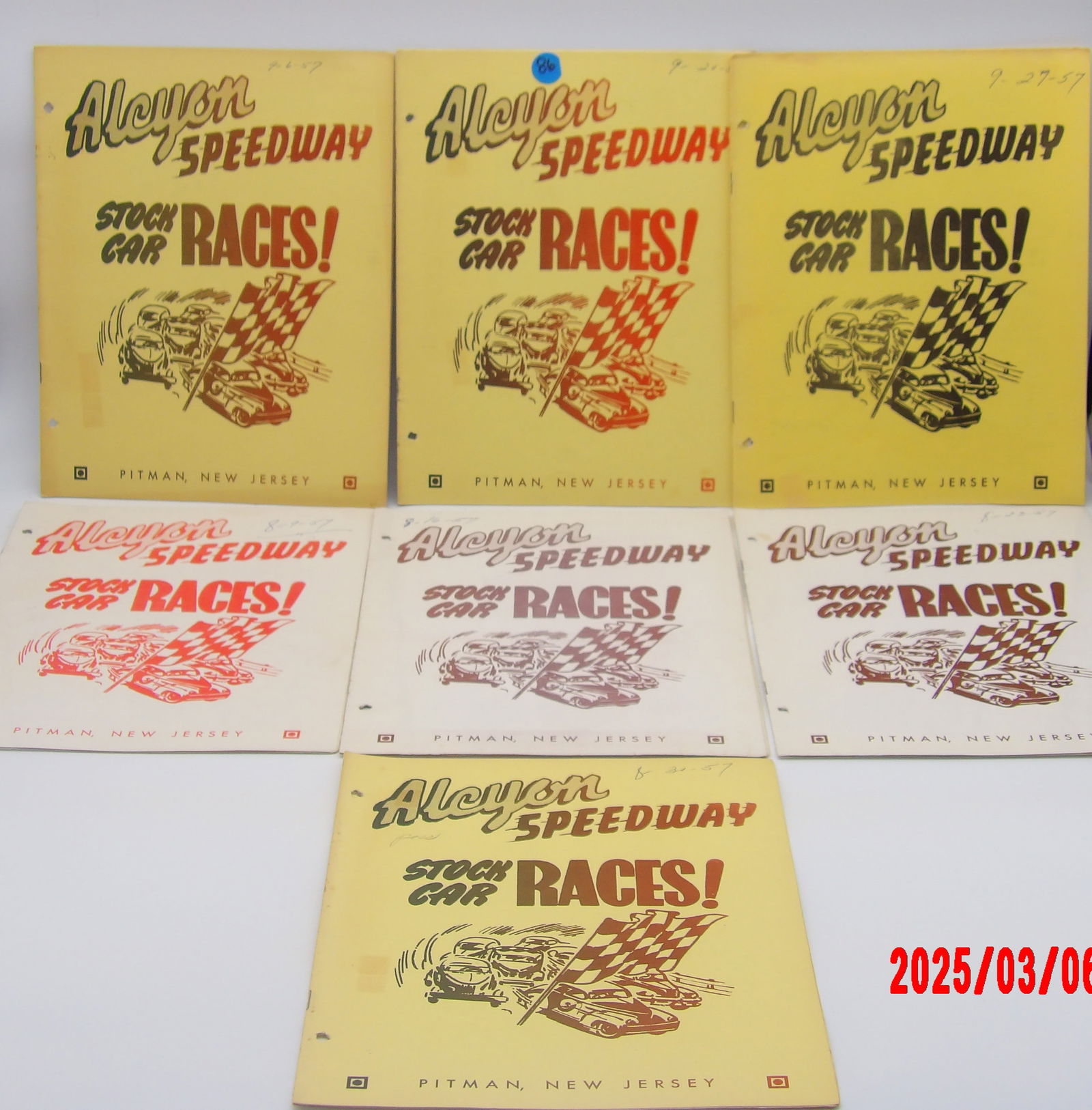 1957 Alcyon Speedway Stock Car Racing Programs (1 of 2)