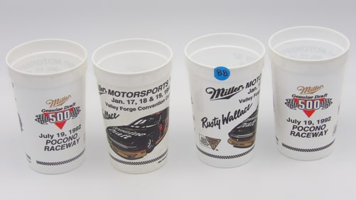 Vintage Racing Promo Cups – Miller Genuine Draft 500 & Rusty Wallace