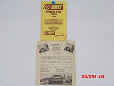 1992 DIRT Motorsports Official Rule Book & 1950s Ford & Mercury Lowering Kit Flyer