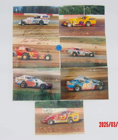 Autographed Dirt Modified Race Car Photo Lot – Set of 8