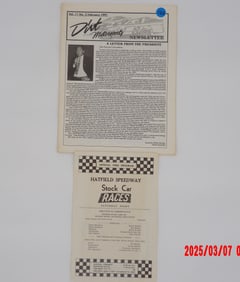Vintage Dirt Motorsports 1991 Newsletter & Hatfield Speedway Stock Car Program