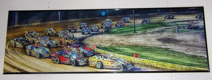 Framed Print of Dirt Track Midget Car Race
