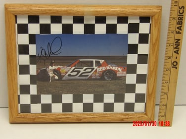 Autographed Framed Photo of KEN SCHRADER AUTOGRAPHED, XXL Davey Allison Memorial Racing T-Shirt