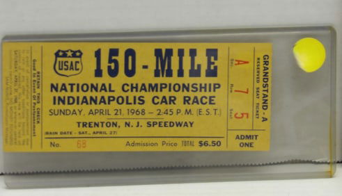 Vintage USAC National Championship Race Ticket Collection – Trenton, NJ Speedway (1960s)