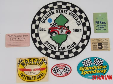 Vintage Racing Memorabilia Lot: Passes, Stickers & Patch Collection