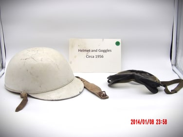 Circa 1956 Racing Helmet and Goggles Set by Cairns & Bro.