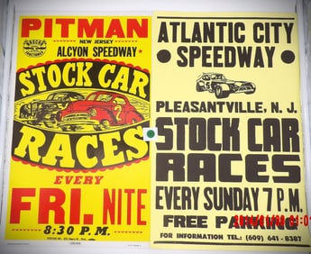 Vintage Stock Car Racing Poster Set – Alcyon & Atlantic City Speedways