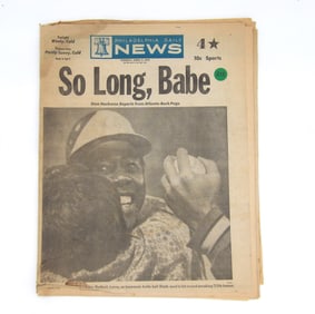 Historic Philadelphia Daily News Featuring Hank Aaron’s Record-Breaking 715th Home Run