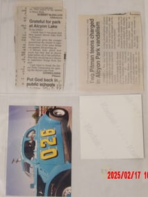 COLLECTION PHOTOS & NEWS CLIPPINGS FEATURING VARIOUS SPEEDWAY MEMROBILIA