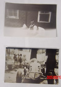 COLLECTION OF PHOTOS FEATURING MRS VAILS CAR, NEWS CLIPPING, Vintage Racing Photographs
