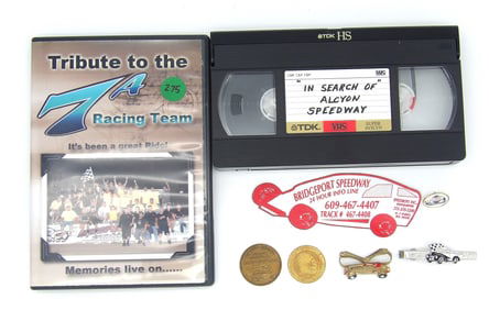 Racing Memorabilia Set: VHS, DVD, Tokens, Pins