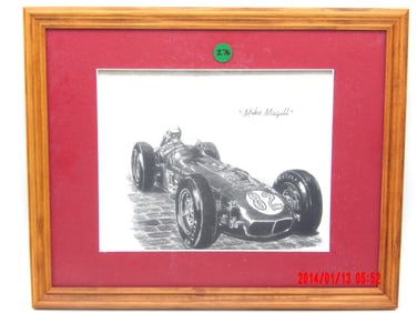 Framed Limited Edition Autograph Racing Caricature by Bill Force of Bunky Higbee & Mike Magill