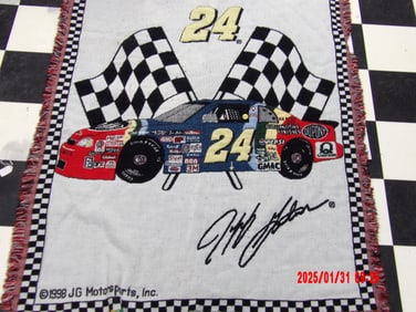 1998 Jeff Gordon NASCAR Woven Tapestry Blanket & Jeff Gordon #24 Shot Glass