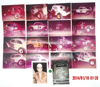 Collection of Vintage Stock Car Photographs – Early Dirt Track Racers (1940s–1960s)