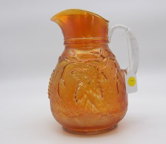 Vintage Vineyard Marigold Carnival Glass Pitcher by Fenton