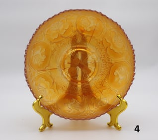Vintage Dragon & Lotus Marigold Carnival Glass Bowl by Fenton Glassware