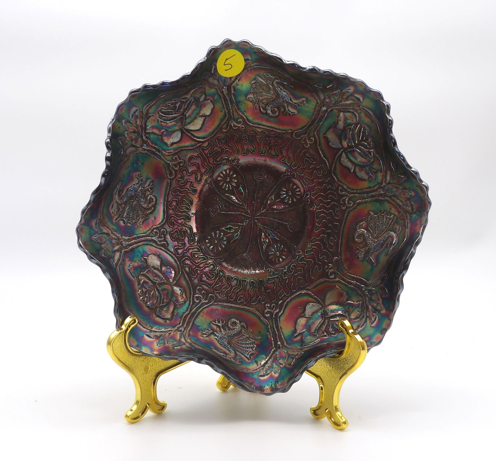 Vintage Dragon & Lotus Amethyst Glass Bowl by Fenton Glassware (1 of 3)