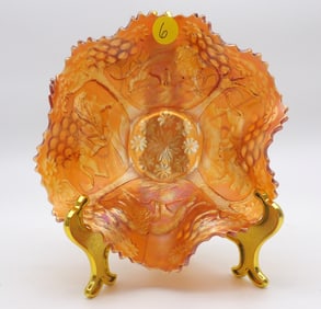 Vintage Scarce Lion Carnival Glass Bowl by Fenton Glassware