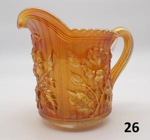 Lustre Open Rose Marigold Carnival Glass Pitcher by Imperial