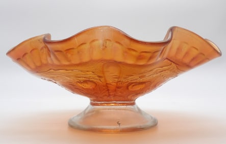Cherry & Leaf Carnival Glass Compote by Fenton Art Glass Co.