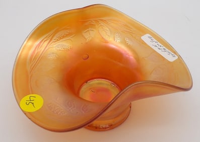 Blackberry Spray Marigold Carnival Glass Hat Bowl by Fenton Glass Art