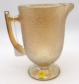 Crackle Marigold Carnival Glass Pitcher by Imperial Glass