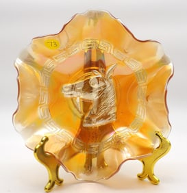 Horse Head Carnival Glass Bowl