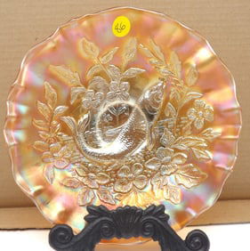 Swimming Fish Marigold Carnival Glass Bowl by Millersburg