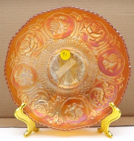Dragon & Lotus Marigold Scalloped Edge Glass Bowl by Fenton
