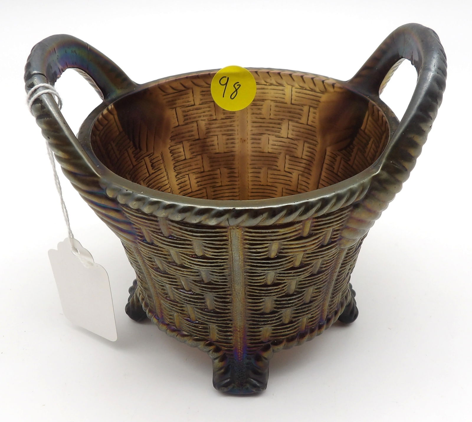 Wicker & Rope Glass Double Handle Basket by Northwood Glass (1 of 3)