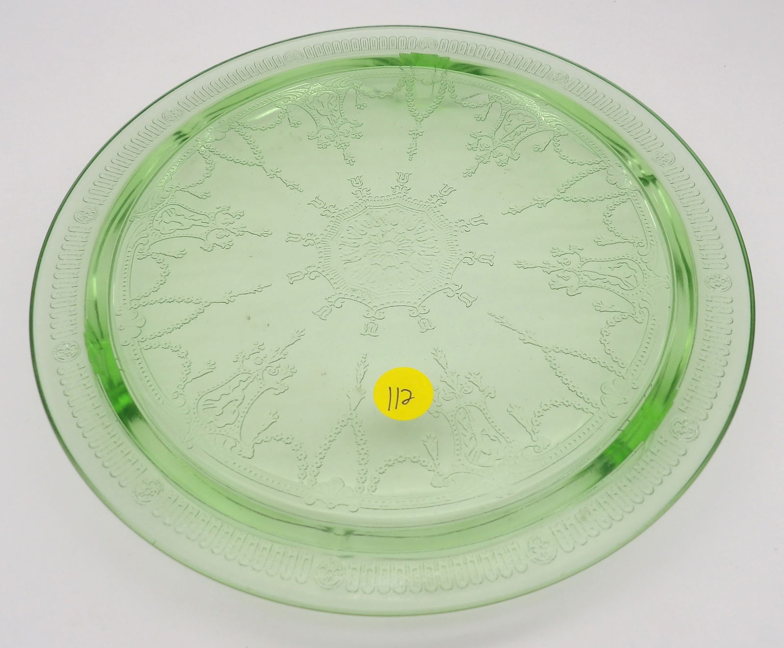 Cameo Ballerina Green Uranium Glass Etched Plate by Hocking Glass (1 of 3)