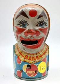 Vintage J. Chein & Co. Tin Litho Clown Mechanical Bank