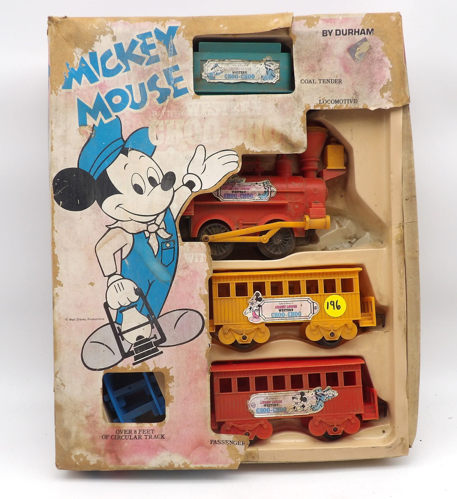 WALT DISNEY MICKEY MOUSE BATTERY OPERATED “WESTERN CHOO-CHOO” TRAINSET BY DURHAM (1 of 3)