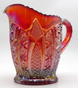 Heirloom Sunset Ruby Red Carnival Glass Pitcher by Indiana Glass Co.