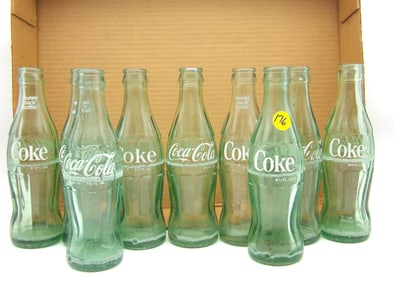 VINTAGE COCA-COLA GREEN GLASS BOTTLES 1960’S “HOBBLE SKIRT” (9)