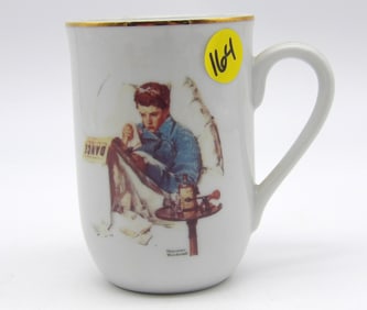 ‘MISSING THE DANCE’ NORMAN ROCKWELL GLASS MUG / SATURDAY EVENING POST 1986