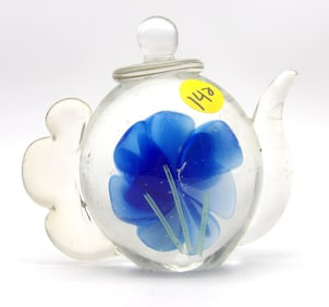 DYNASTY GALLERY TEAPOT PAPERWEIGHT W/ ‘CANDY EXPLOSION’ DESIGN