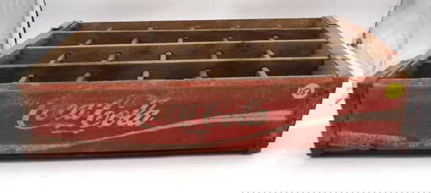 VINTAGE COCA-COLA WOOD BOTTLE CARRIER BOX (CARRIES 24 BOTTLES)