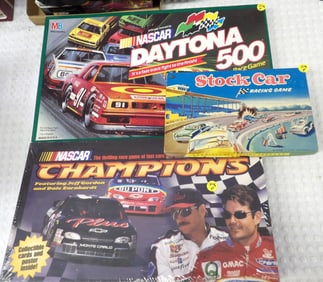 RACING / NASCAR BOARD GAMES (3) NASCAR CHAMPIONS, STOCK CAR RACING GAME, NASCAR DAYTONA 500 RACE