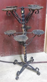 1920s WROUGHT IRON AND TURNED WOOD PLANT STAND