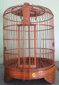 LARGE VINTAGE BAMBOO BIRD CAGE