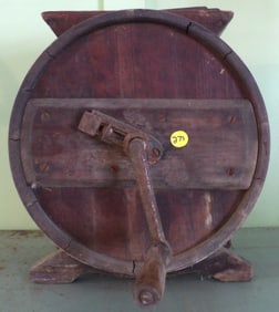WOODEN BARREL BUTTER CHURN