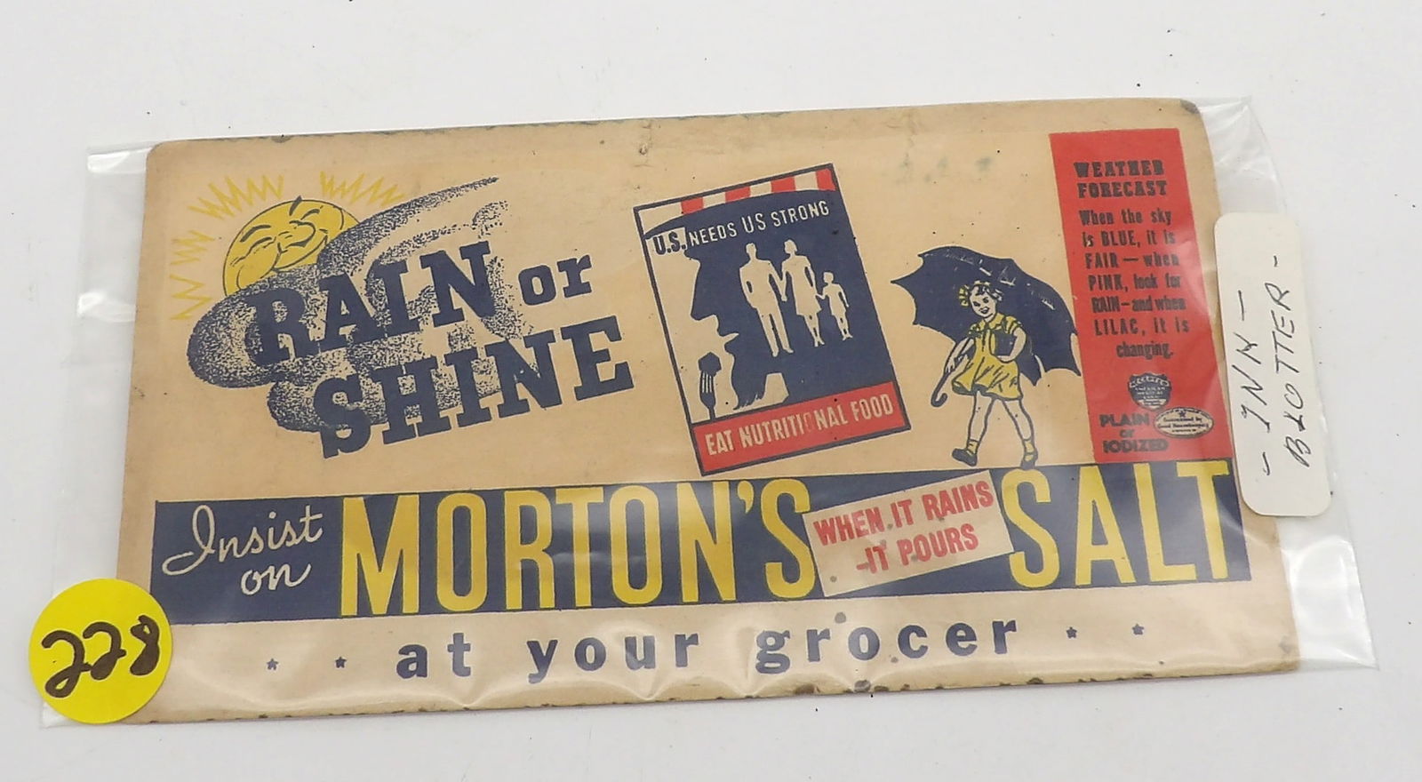 MORTON’S SALT ADVERTISING INK BLOTTER SHEET (1 of 2)
