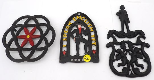 3 PC - CAST IRON TRIVETS
