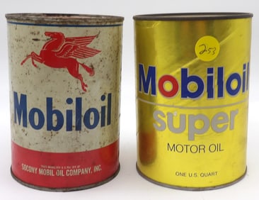 VINTAGE MOBILOIL CANS (2)