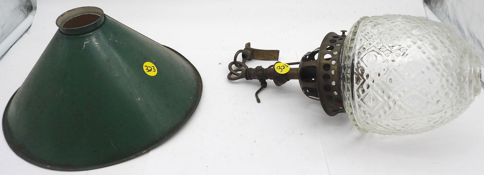 3 PC - TIN LAMP SHADE & HANGING OIL LAMP (1 of 3)