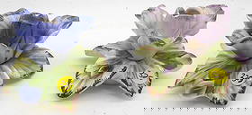 2 PC - CAPODIMONTE PORCELAIN IRIS FLOWER CANDLE HOLDERS: These hand painted floral Iris Flower Candle Holders are known for their intricate floral designs and hand painted details.