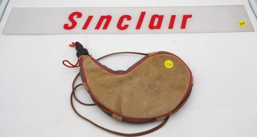 SINCLAIR OIL GAS PUMP PLATE SIGN & VINTAGE WINESKIN